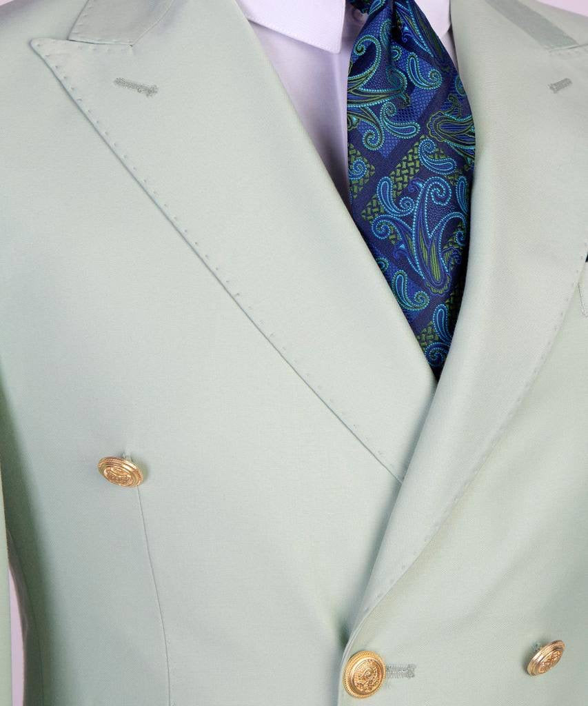 Double Breasted Green Suit Peak Lapel 2pc