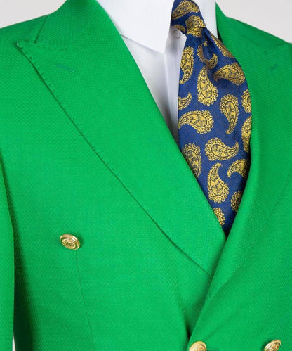 Double Breasted Green Suit Peak Lapel 2pc