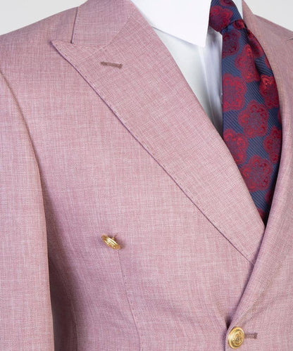 Double Breasted Pink Suit Peak Lapel 2pc