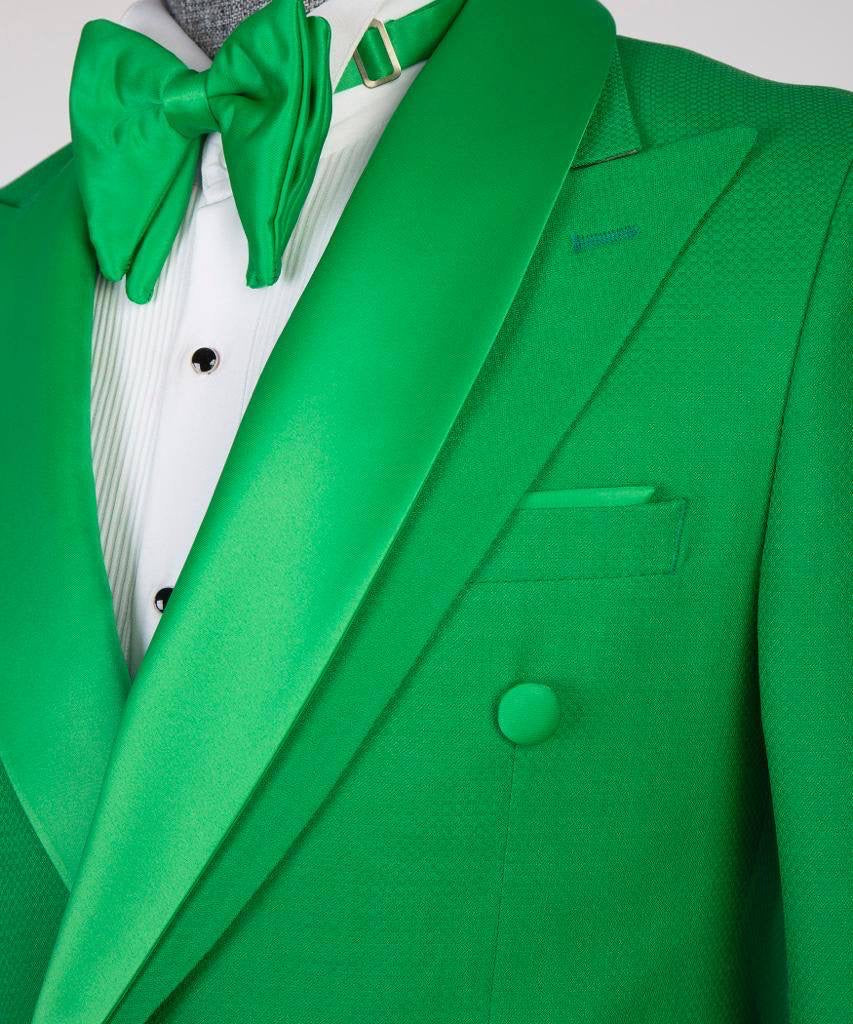 Costume croisé, 2 pièces, vert, design châle, idéal pour toutes les occasions...