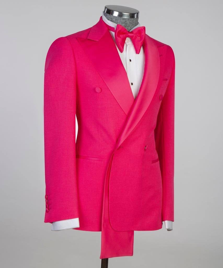 Shawl Design Satin Lapel Pink Tuxedo