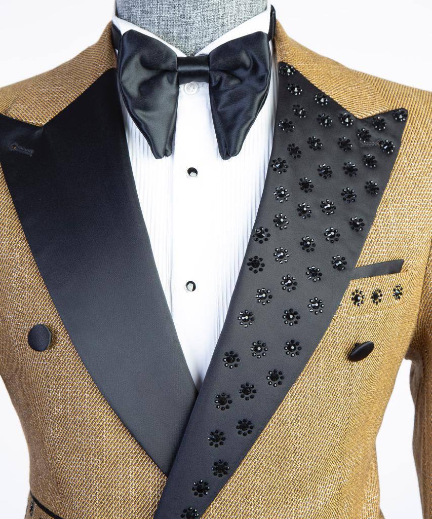 Men's Suit 2 Piece Double Breasted Gold