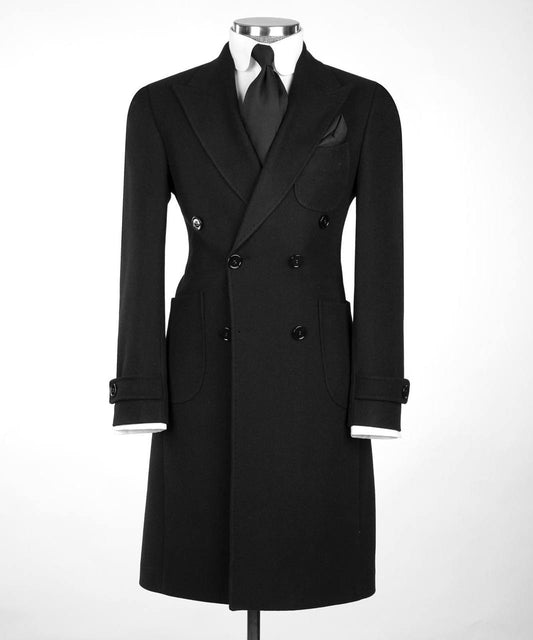 Black-Long-Wool-Overcoat for Men