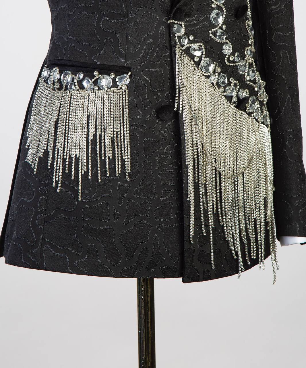 Black Tuxedo, Silver Stoned, Shawl Design