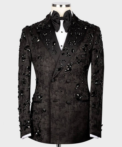 Men's Black Tuxedo, Beaded Design