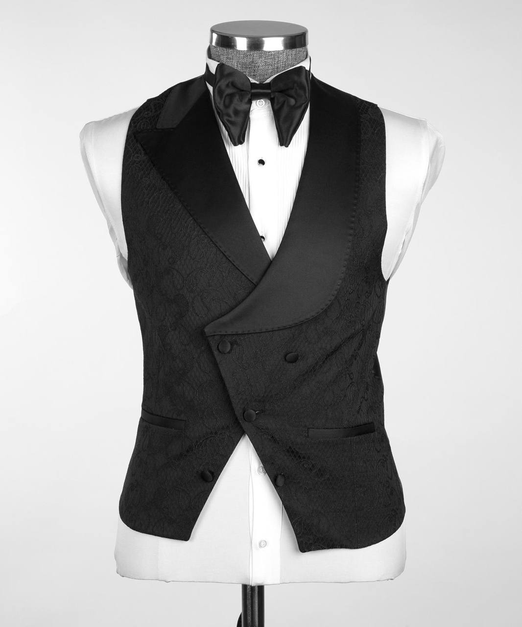 Men's Black Tuxedo-Asymmetrical Satin Lapel