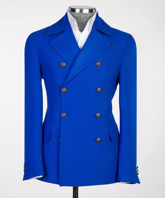 Blue Double Breasted Coat for Men