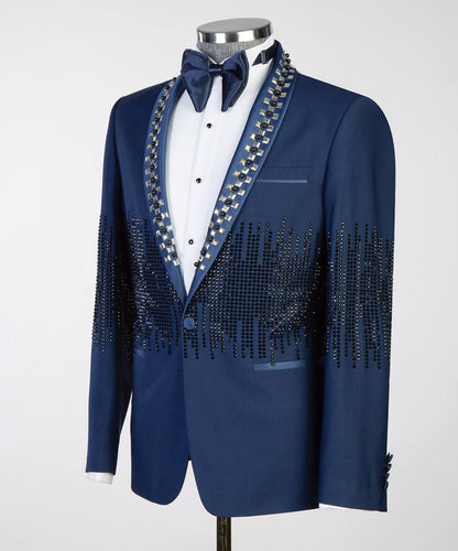 Exclusive Blue Tuxedo,2 Piece, Beaded, Stone Stitched