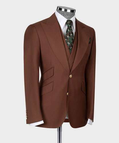 Men's Suit Set, %100 Wool, Brown