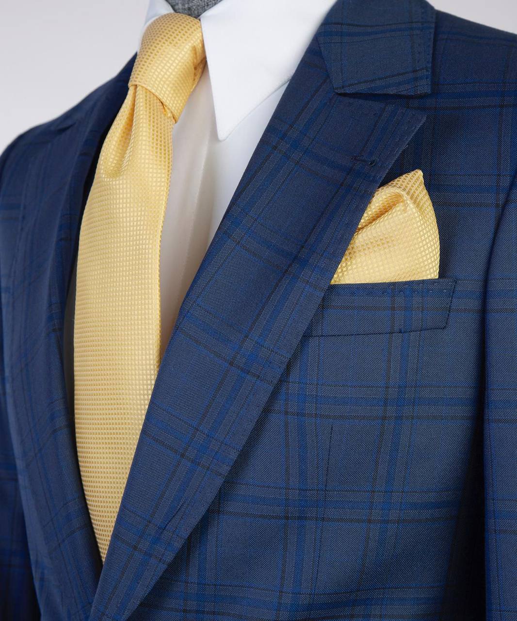 Men's Classic Blue Check Design Suit -3 Piece Set