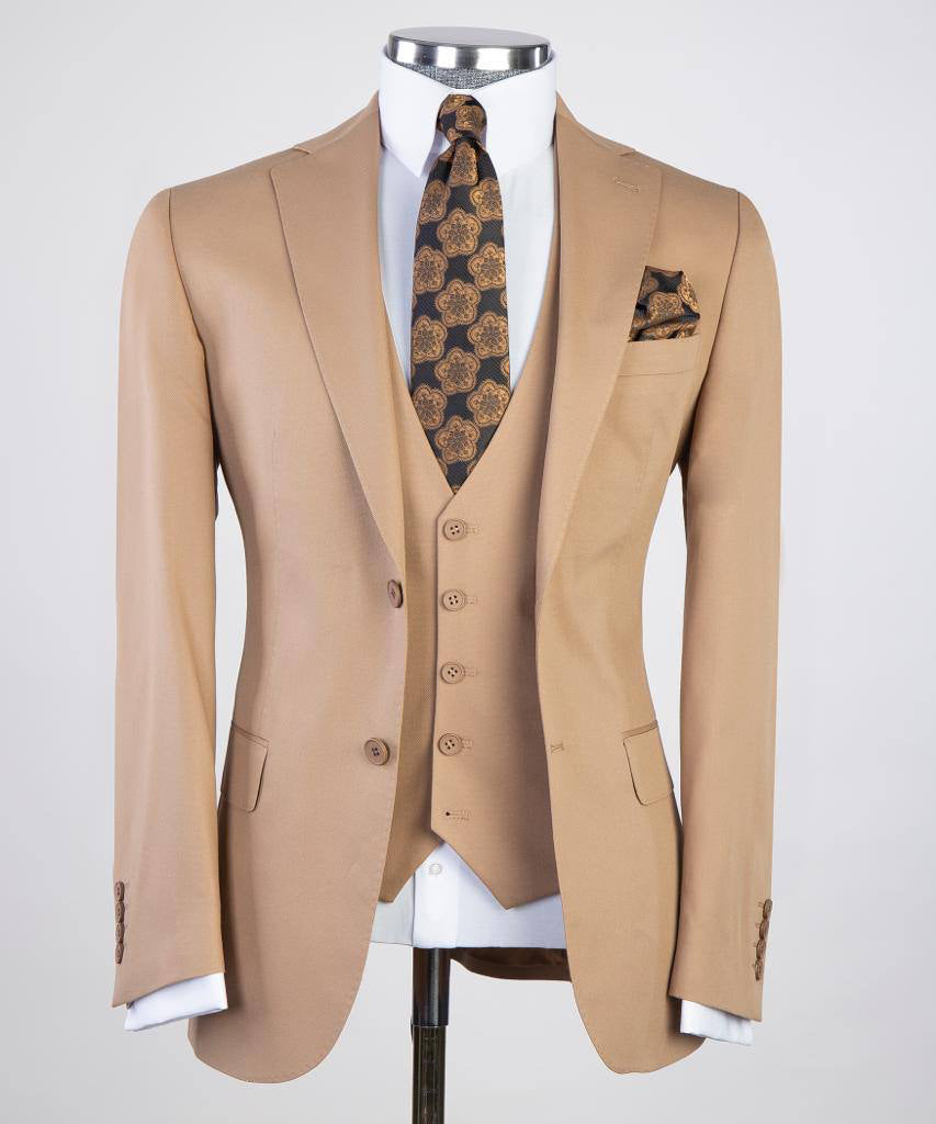 Three Piece Classic Suit Latte