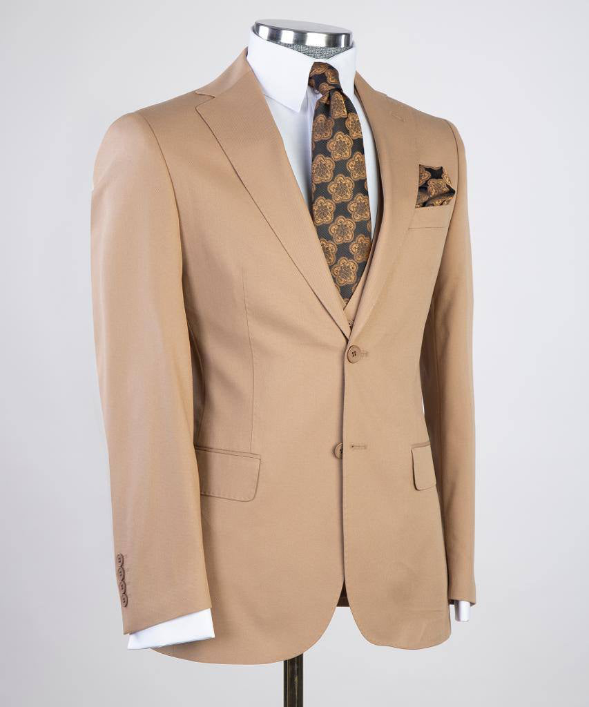 Three Piece Classic Suit Latte