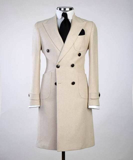 Cream Long Wool Coat