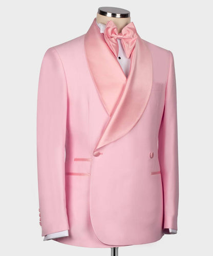 Costume Homme, 2 Pièces, Double Boutonnage, Champagne, Revers Châle, Look Élégant, Idéal pour Mariage, Fêtes, Bal, Célébrations KLD