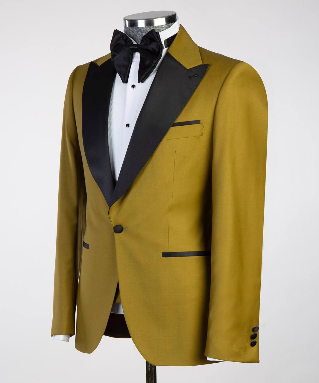 Olive Green and Black Three-Piece Tuxedo Suit