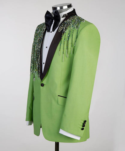 Emerald Green 2-Piece Tuxedo with Handcrafted Beadwork