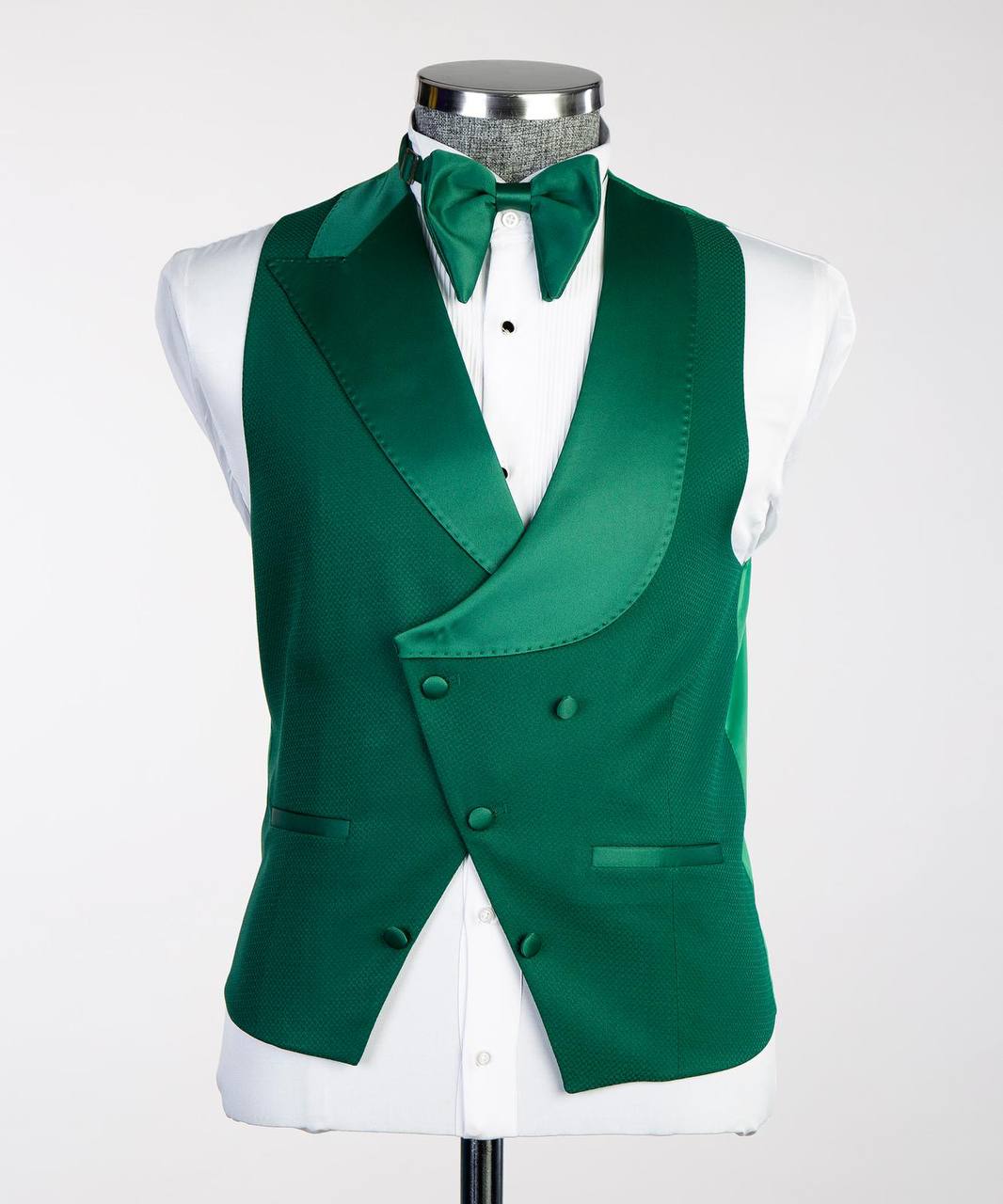 Men's Green Tuxedo-Asymmetrical Satin Lapel