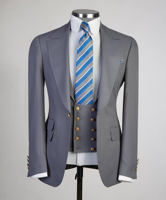 Men's Classic Suit -3 Piece Set -Grey