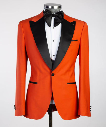 Red and Black Three-Piece Tuxedo Suit