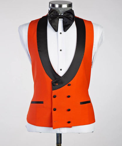 Red and Black Three-Piece Tuxedo Suit