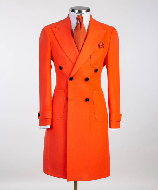 Orange Long Wool Coat