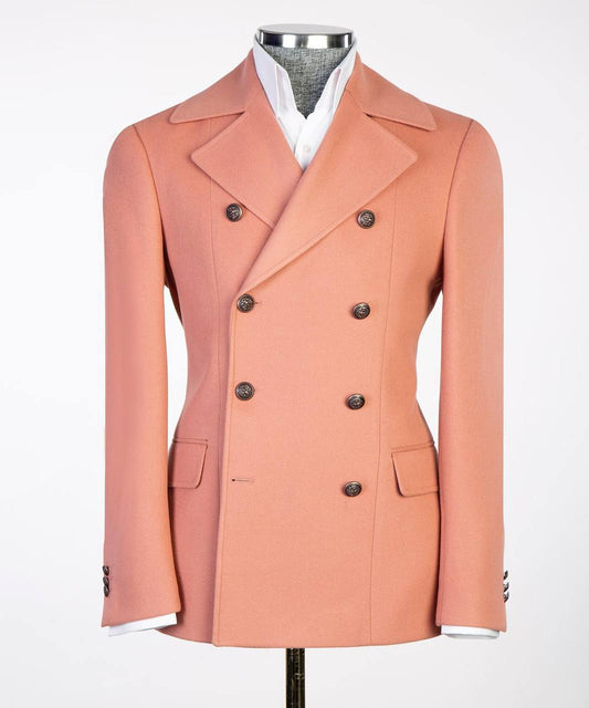 Pink Double Breasted Coat for Men