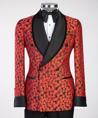 Floral Design Tuxedo Red-Black