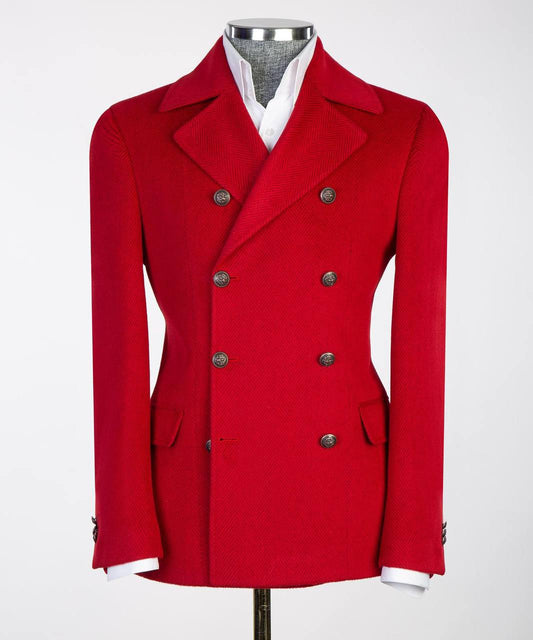 Red Double Breasted Coat for Men