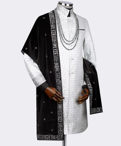 Elegant Sherwani Tuxedo Silver