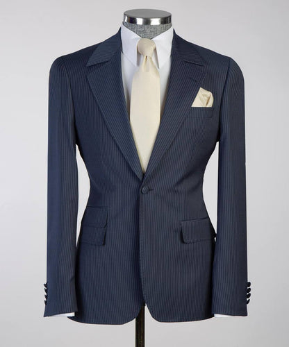 Men's Classic- Navy- Stripy Suit -3 Piece Set