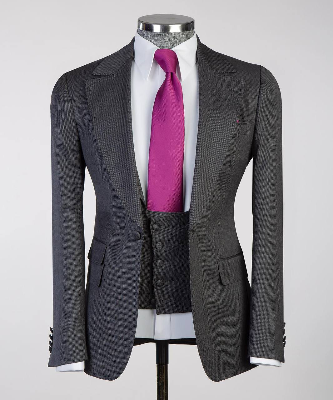 Men's Classic Dark Grey Suit -3 Piece Set