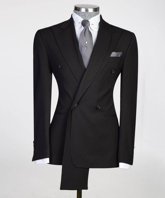 Shawl Design Double Breasted Black Suit