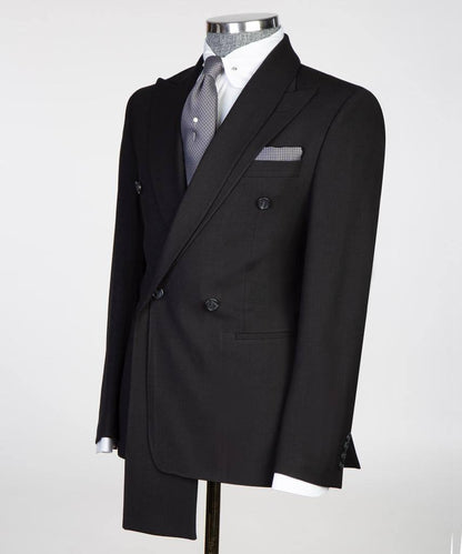 Shawl Design Double Breasted Black Suit