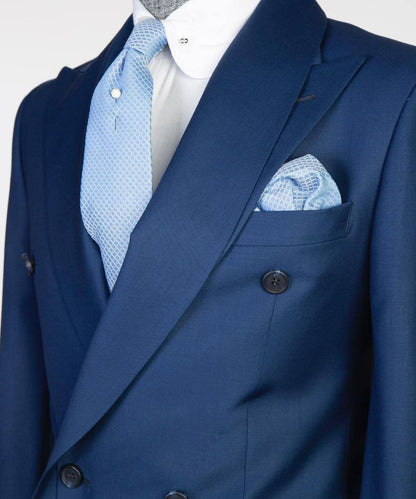 Shawl Design Double Breasted Blue Suit