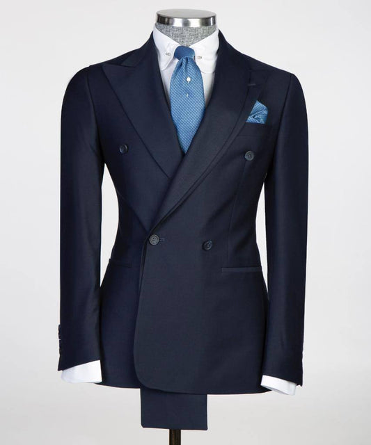 Shawl Design Double Breasted Navy Suit