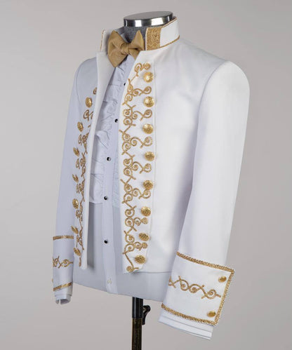 White Suit,Royal Design, Gold Collar