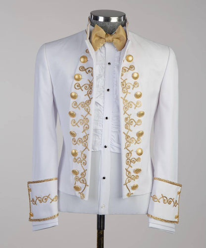 White Suit,Royal Design, Gold Collar