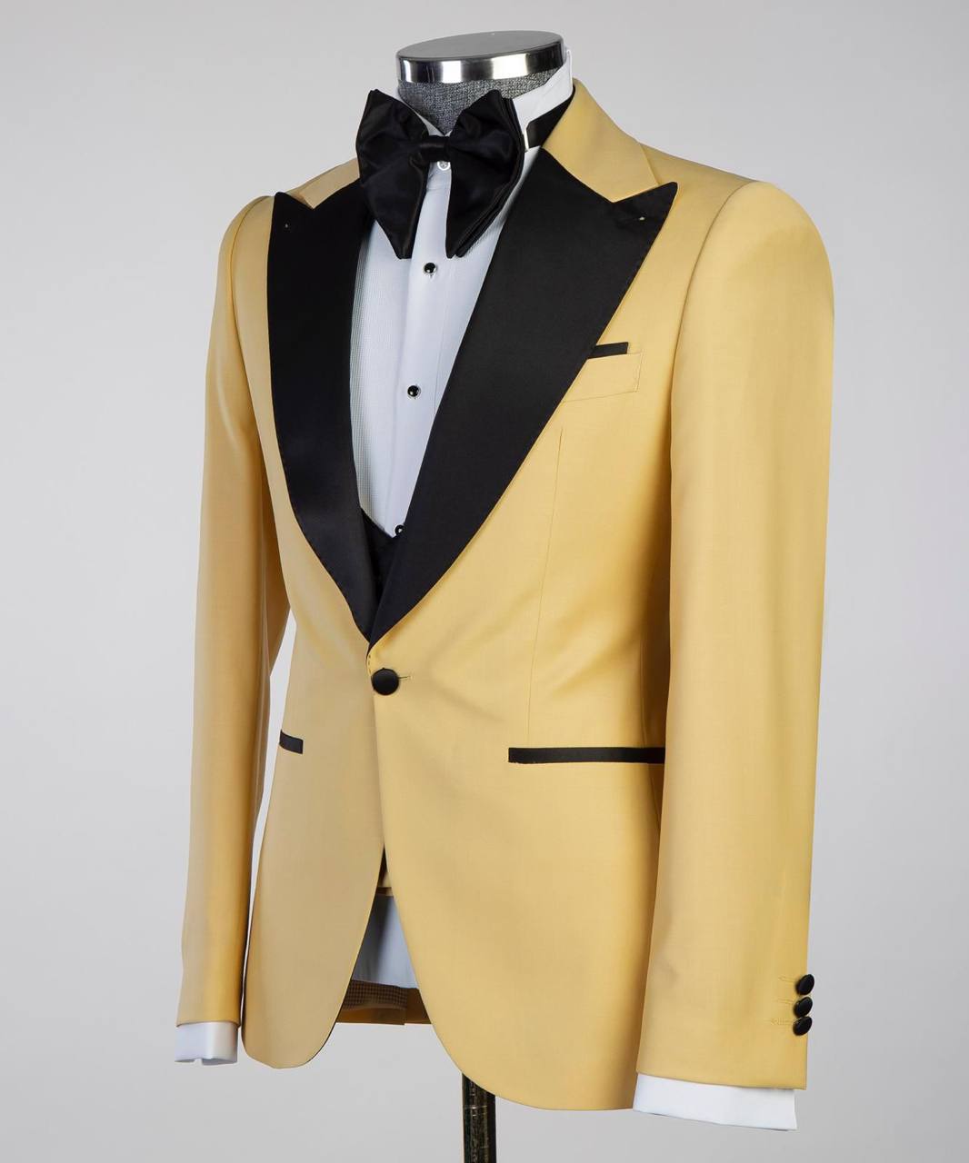 Golden Yellow and Black Three-Piece Tuxedo Suit