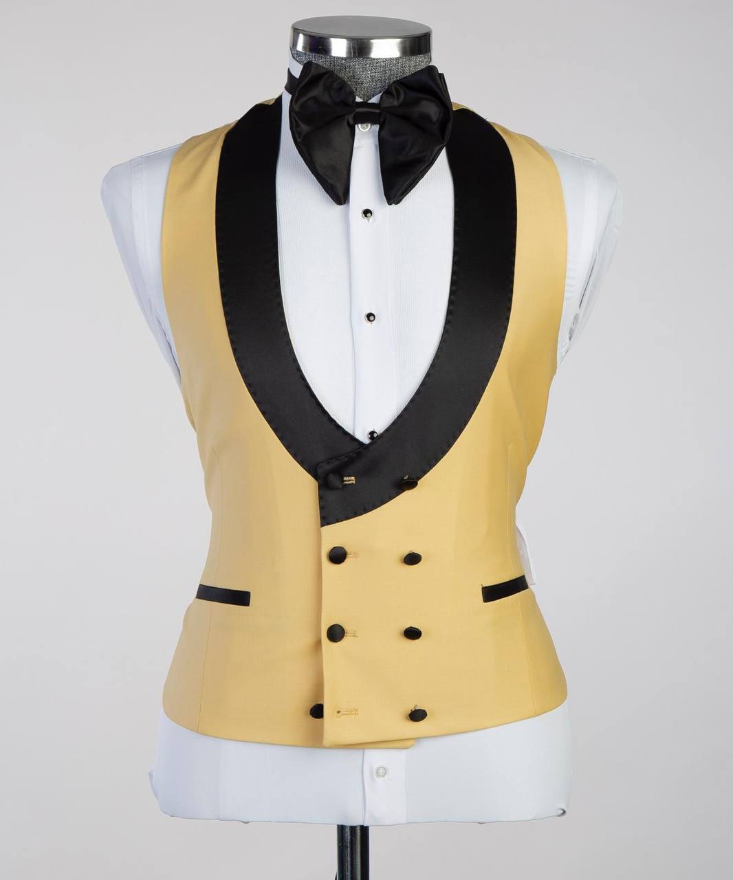 Golden Yellow and Black Three-Piece Tuxedo Suit