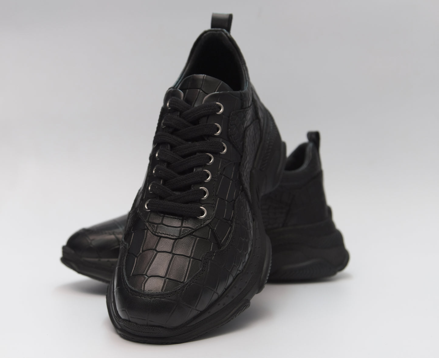 Casual fait à la main, cuir véritable, chaussures pour hommes à semelle légère 10795 noir