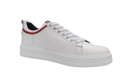 Casual, fait à la main, chaussures pour hommes en cuir véritable 12336 blanc/bleu