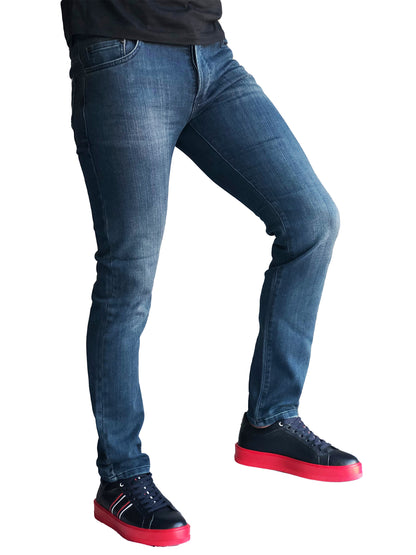 Slim Fit Mens Jeans Comfortable Cotton Blue 7007