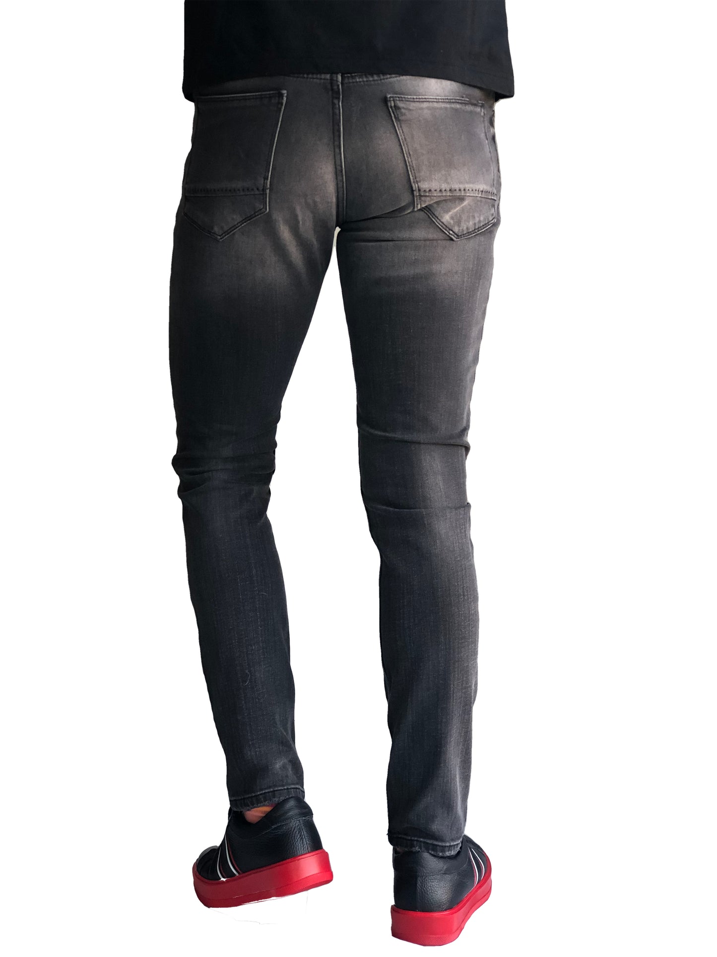 Slim Fit Mens Jeans Paint Comfortable Cotton Black 7187