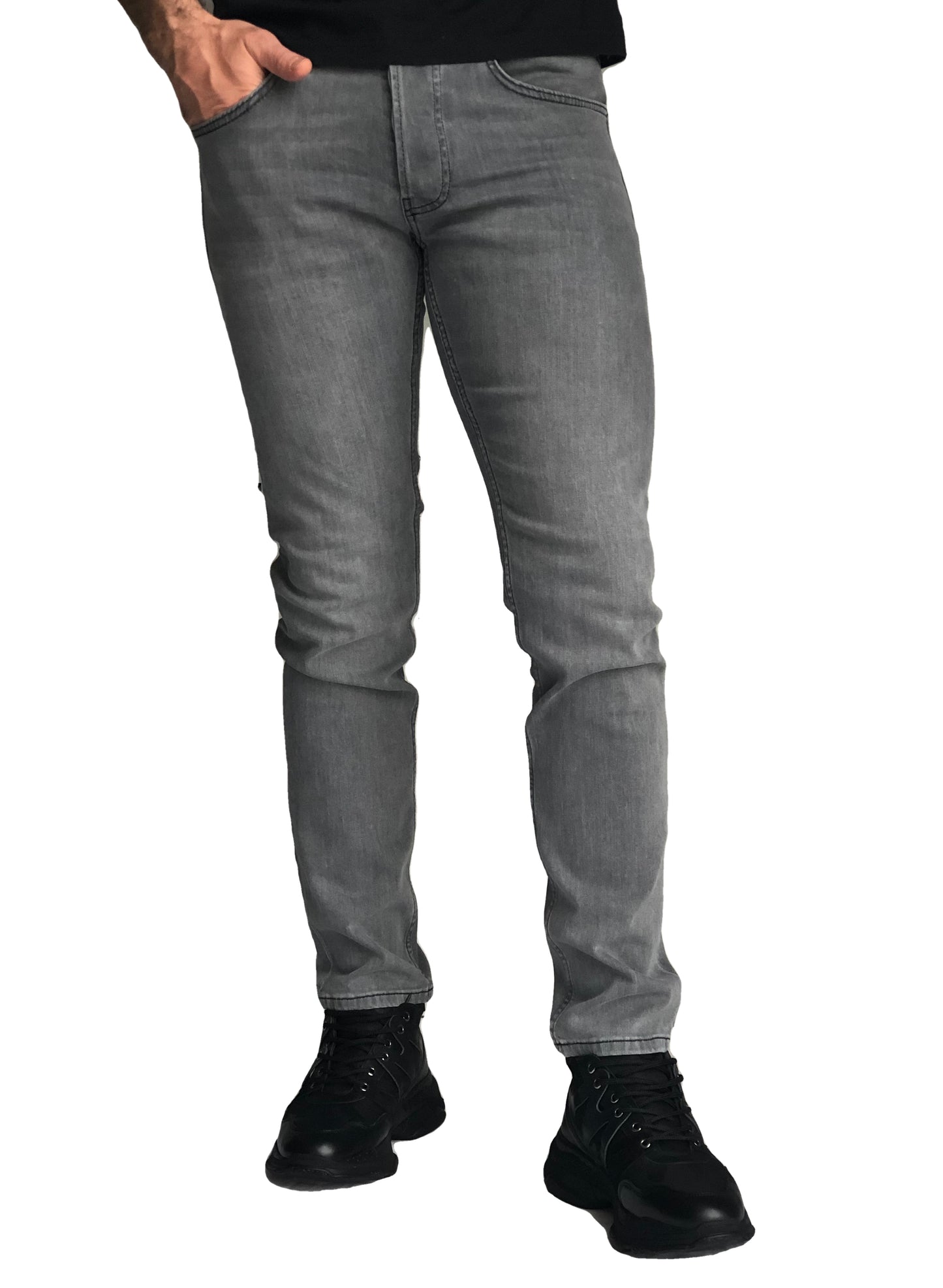 Slim Fit Mens Jeans Comfortable Cotton BlackGrey 7220