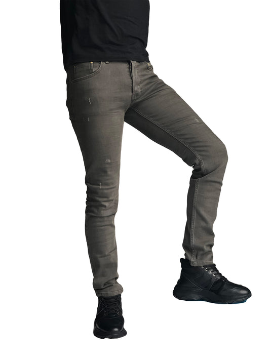 Jean Slim Fit Homme Olive Coton Confortable 7266