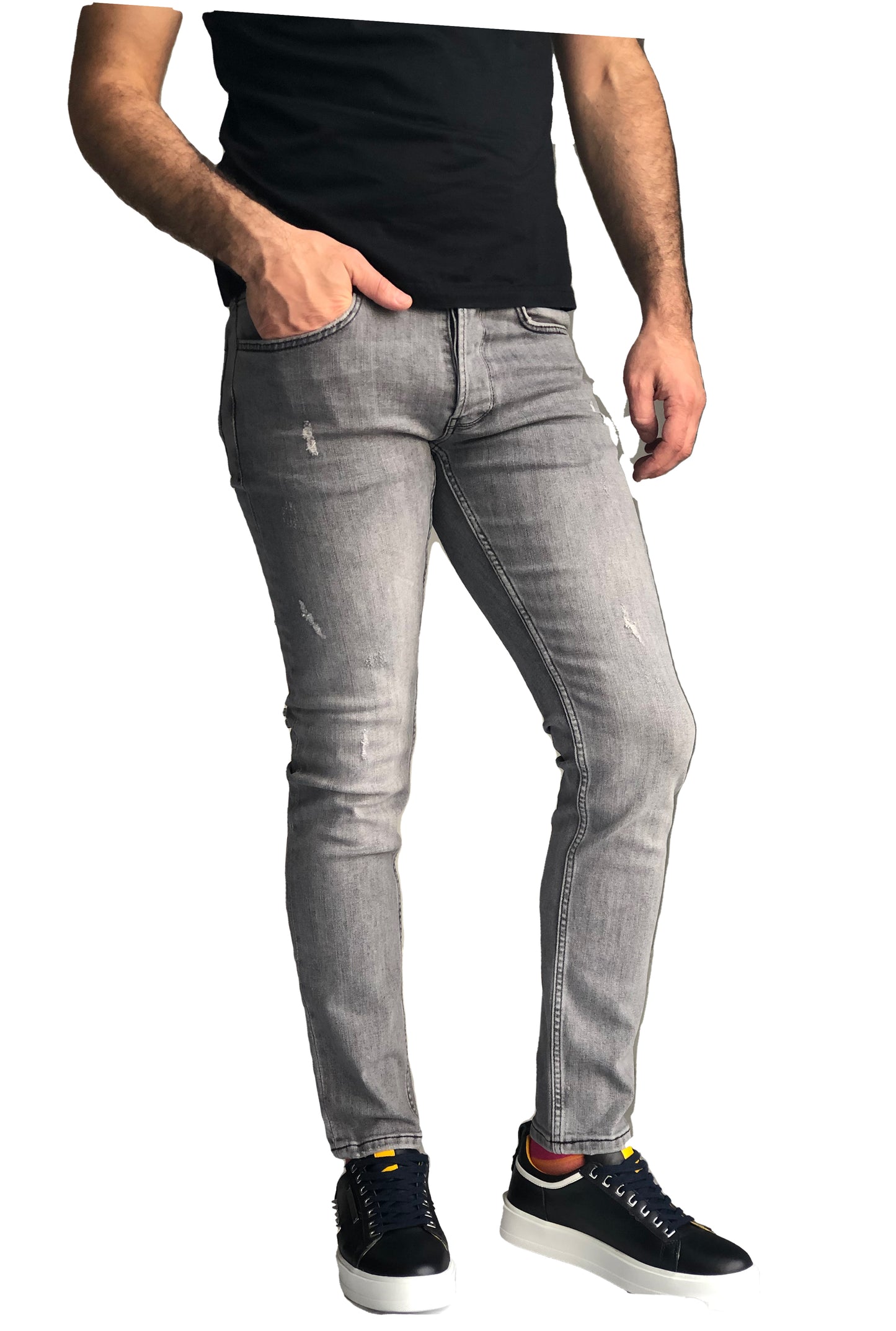 JEANS Slim Fit Homme, Coton Confortable Noir/Gris 7283