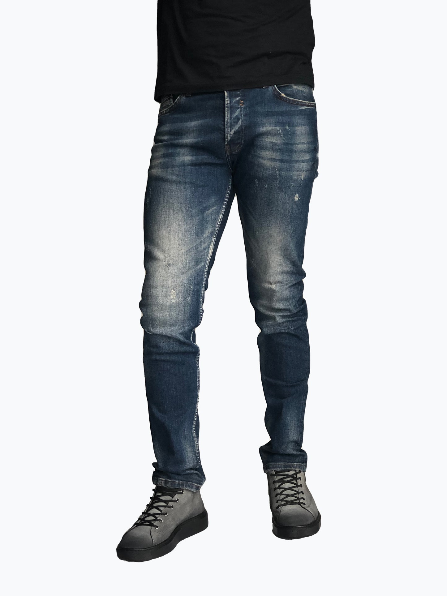 Slim Fit Mens Jeans Blue Comfortable Cotton 7307