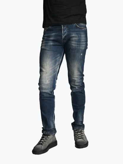 Slim Fit Mens Jeans Blue Comfortable Cotton 7307