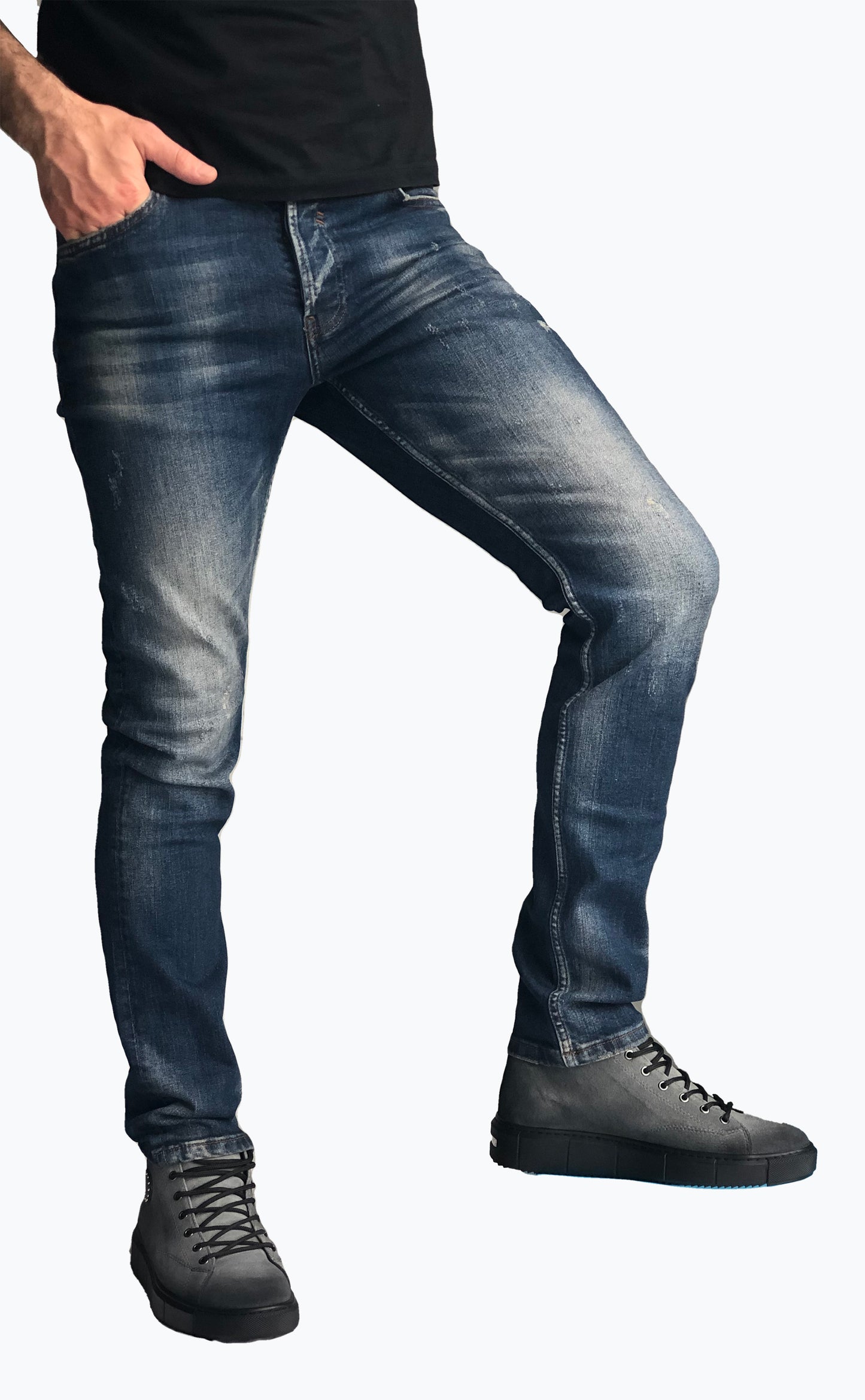 Slim Fit Mens Jeans Blue Comfortable Cotton 7307