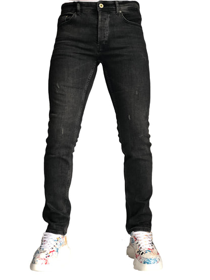 Jean Slim Fit Homme Noir Pétrole Coton Confortable 7276